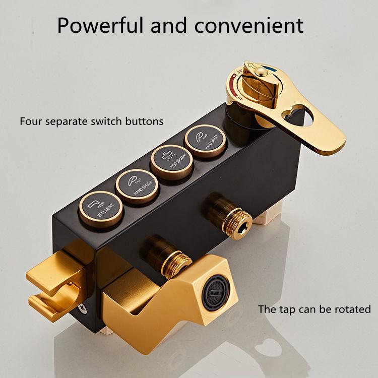 Bathroom Shower Set 4 In 1 Thermostatic Shower Holder Set with Hot and Cold Shower Head High Pressure Stainless Steel Black Gold