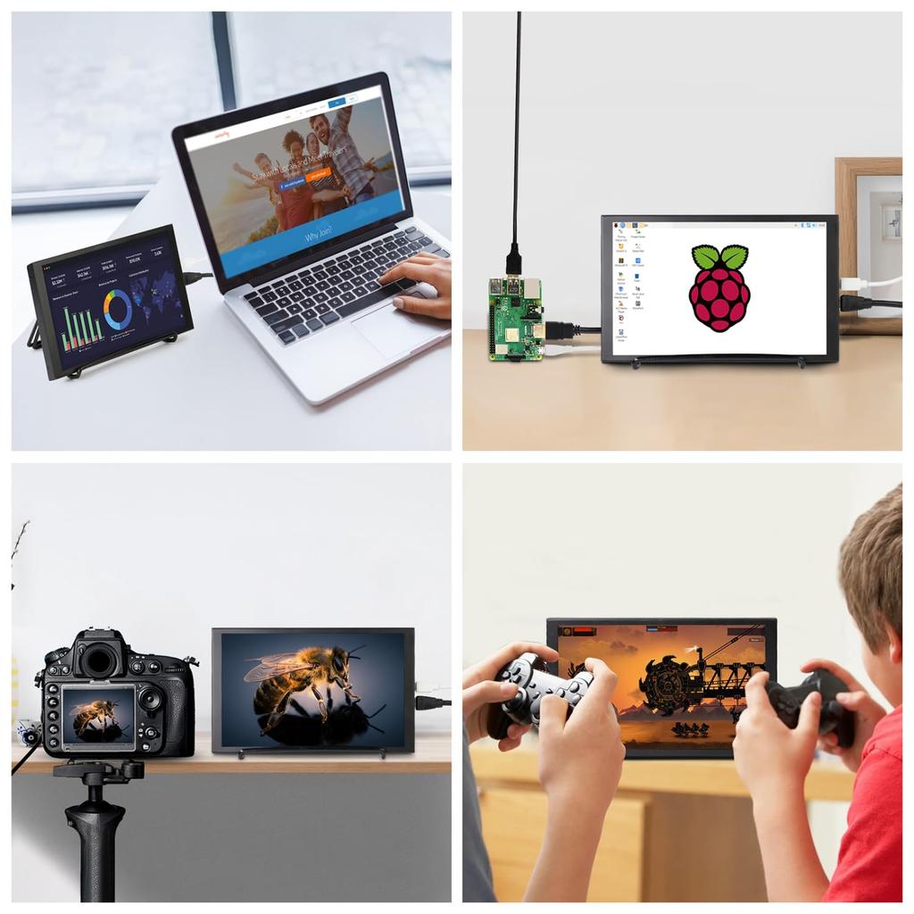 ELECROW Mobile Monitor with Touch Small HDMI 1280x800 IPS USB Compatible with Raspberry Jetson Windows and Game Consoles 8-inch Panel, Display,