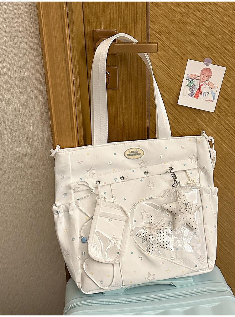 Schoolbag Korean Ins Milk Blue Cloud Soft Star Student Party Shoulder Bag Summer Sweet Girl Fresh Department Shopping Tote Bag