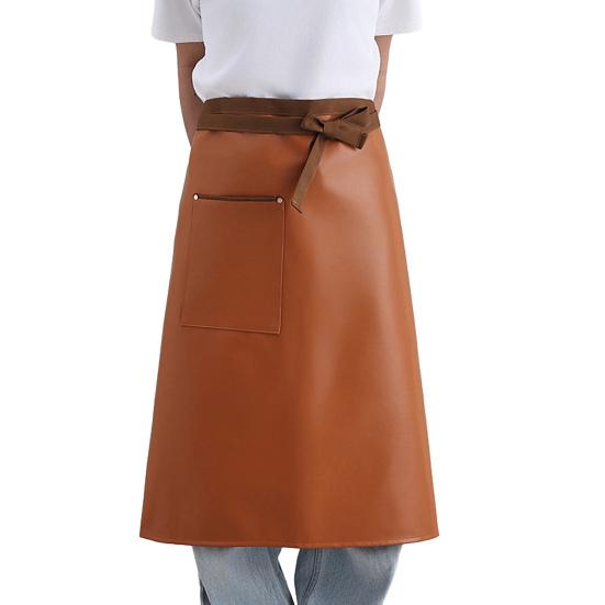 Faux Leather Half Apron for Men Women Waterproof Oil Resistant Cooking Apron with Adjustable Waist Strap Kitchen Fashion Accessory