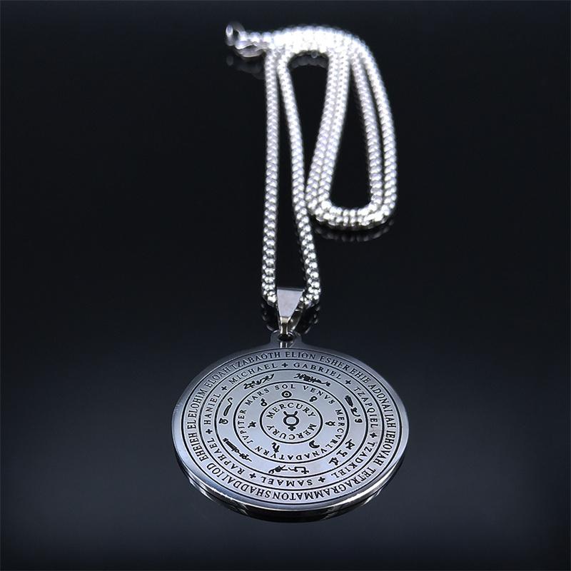 The Planets Mercury Stainless Steel Necklace Seal of Seven Archangels Secret of Universe Necklaces Jewelry talismanes poderosos