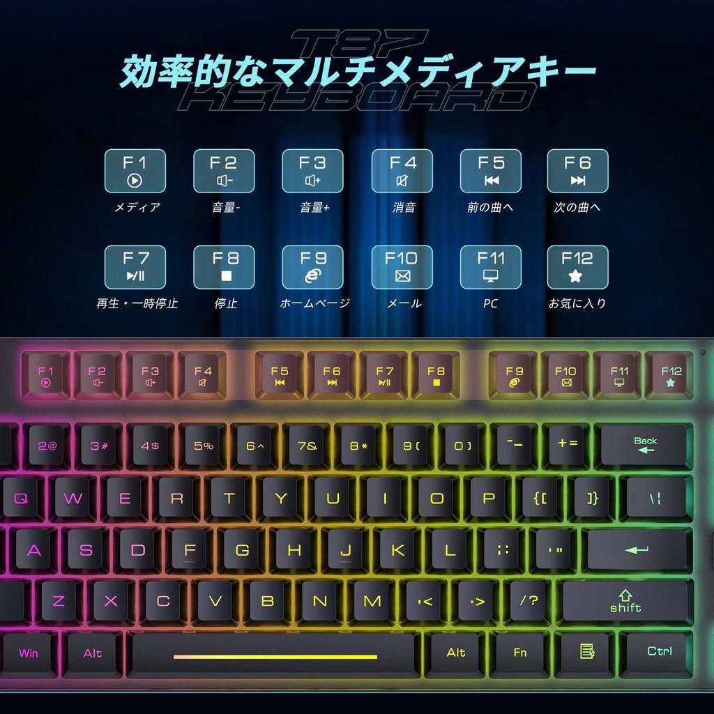 MAMBASNAKE x ZIYOU LANG T87 Drahtlose Tastatur und Maus Drahtlose Tastatur mit und Regenbogen 87 Englisch Leise LED Atmend Ergonomisch Drahtlos Membran