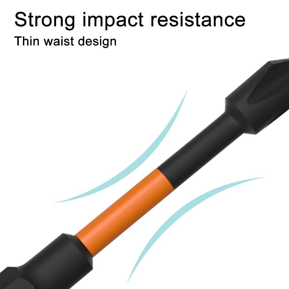 3-teilig Orange S2 Schlagfest Stark Magnetisch Rutschfest 50-70mm Elektro-Handbohrer Kreuzschlitzschraubendreherbit Elektrowerkzeug Zubehörset