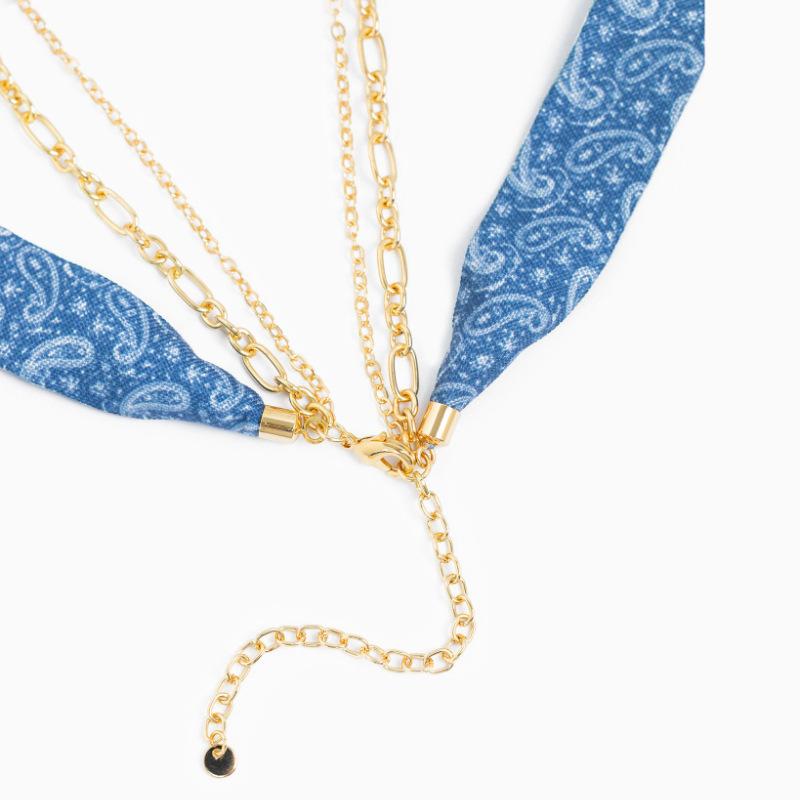 Stainless Steel Necklace Love Cross Pendant Silk Scarf Cloth Strip Necklace Electroplated 18K Gold Color Retention
