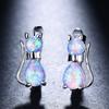 Japanese Korean Mini Creative Earrings Blue Cat Ear Buckle Small Cartoon Fashion