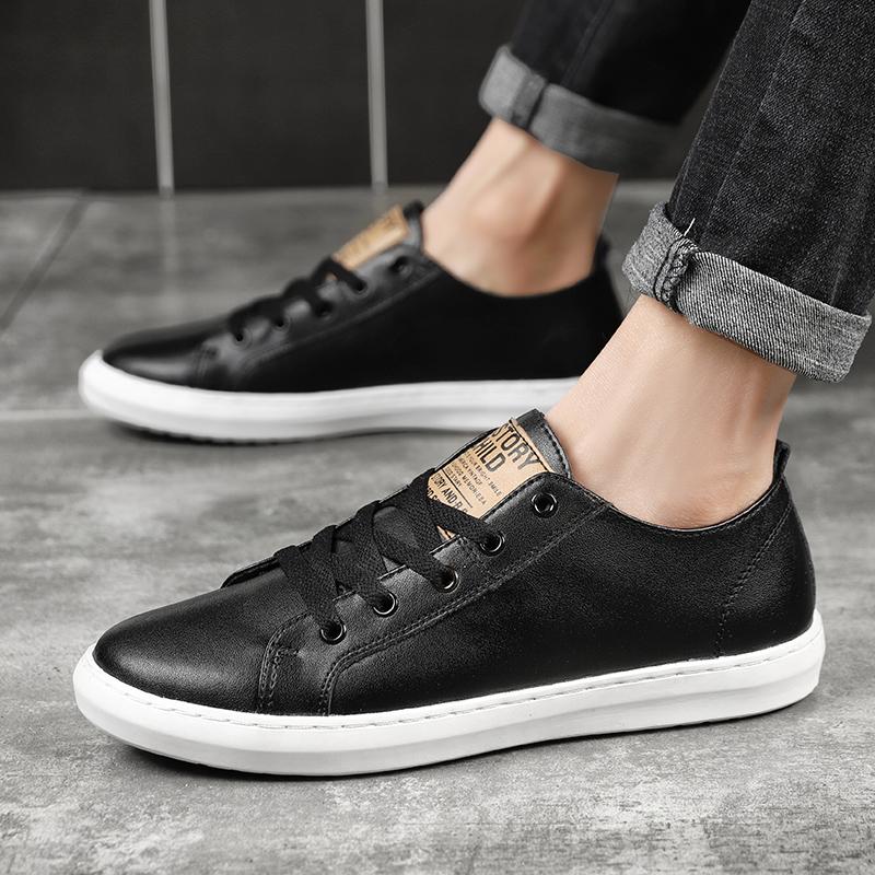 Nieuwe Heren Sneakers met Zachte Zool Casual Leren Buitenschoenen Antislip Heren Gevulkaniseerde Schoenen Handgemaakte Vrije Tijd Wandelschoenen Sneakers