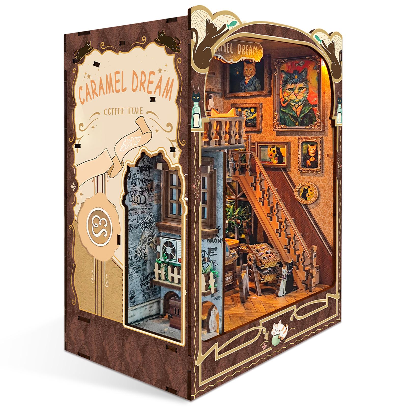 

Набор для сборки книжного уголка своими руками, мини 3D деревянный набор книжной полки со светодиодной подсветкой, книжная полка на Хэллоуин, модель кукольного домика, книжная закладка для сборки дома