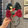 Kids' Christmas Hair Accessories: Red & Green Sequin Bow Headband & Clip for Girls' Performances & Decorations