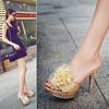 2020 new summer flower cool slippers sexy fish mouth nightclub stiletto women's shoes