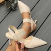 Fashion 2024 Summer New Style Shallow Mouth Elastic Sleeves Stiletto Sandals Women's Casual Fashion Pointed Toe Bao Toe Sandals