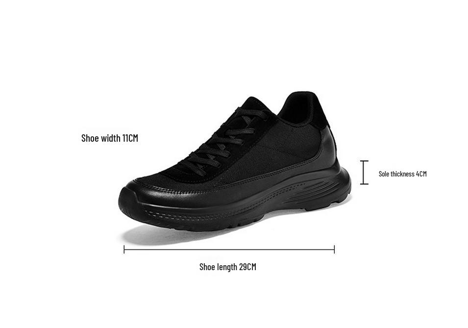 Men's Black Invisible Height-Increasing Sports Shoes - 8cm Taller, Breathable, Thick Sole, Versatile Spring Dad Sneakers