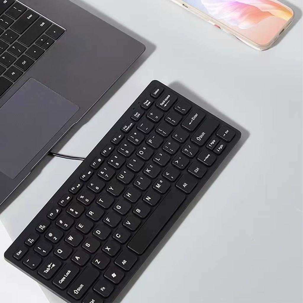 USB-Tastatur mit Kabel 78 Tasten Kompakte leise Tastatur für PC Laptop Tablets Desktop-Computer