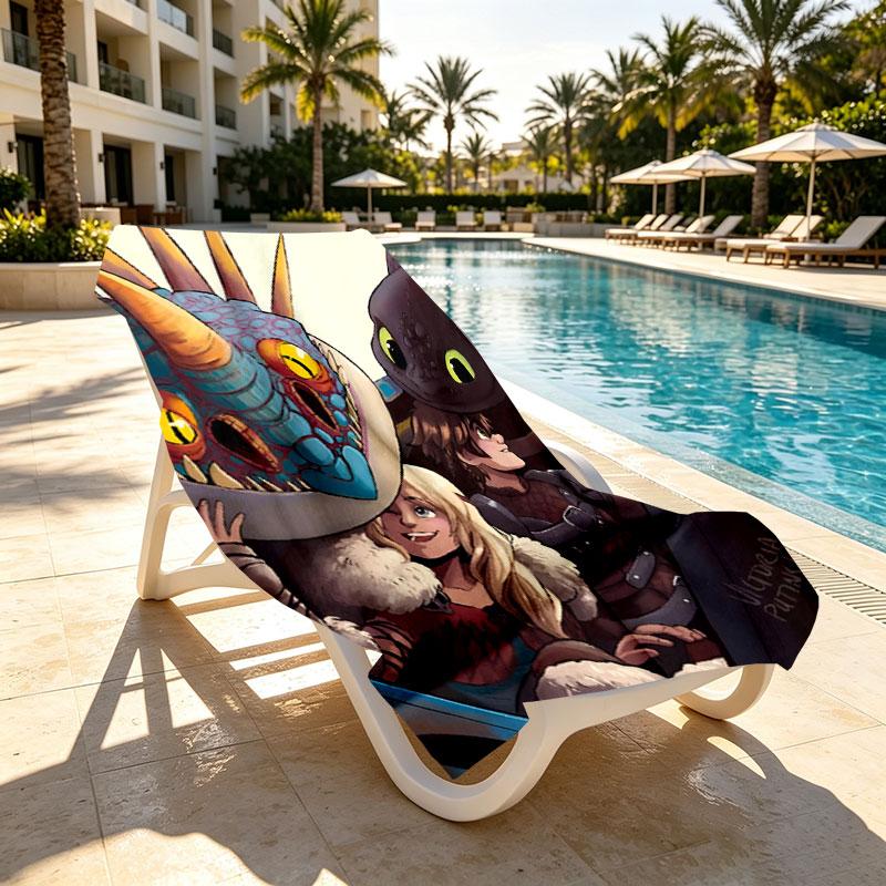 How to Train Your Dragon Print Beach Towel Design, Soft, Lightweight. for Home Bathroom, Spa, Pool, Yoga, Surfing, Camping, Gift for Family, Friend