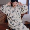 Women's Brushed Cotton French Pajamas - Comfy, Loose-Fit Long Sleeve Set for Spring & Autumn
