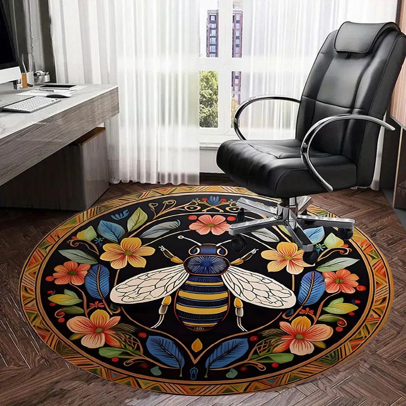 1pc Office Carpet Chair Mats Bee Floral Mandala Artwork Perfect for Decorating Office Chairs, Living Rooms, Or Bedrooms.YDT082
