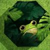 Jungle Adventure Frog Print Umbrella: Automatic Opening & Closing, Outdoor Protection, Lightweight and Durable for Travel, Unique Gift Idea 063