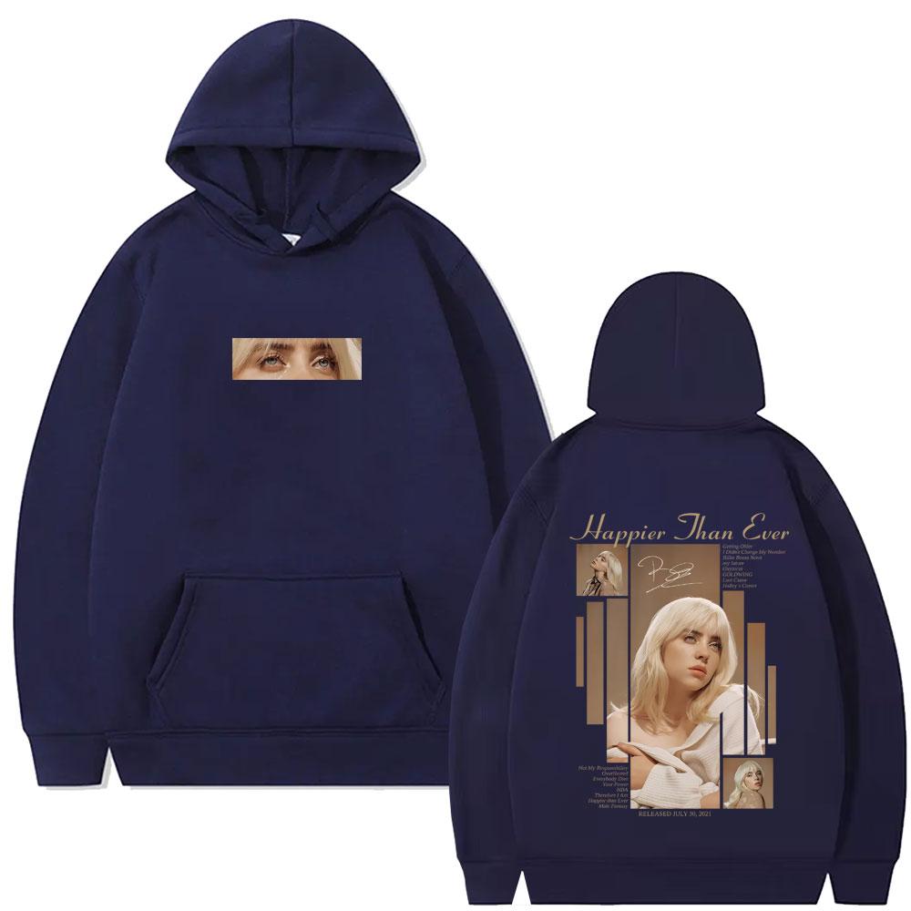 Happier Than Ever Hoodie Men Women Fashion Pop Music Pullover Hoodies Man Vintage Hip Hop Oversized Fleece Cotton Tracksuit
