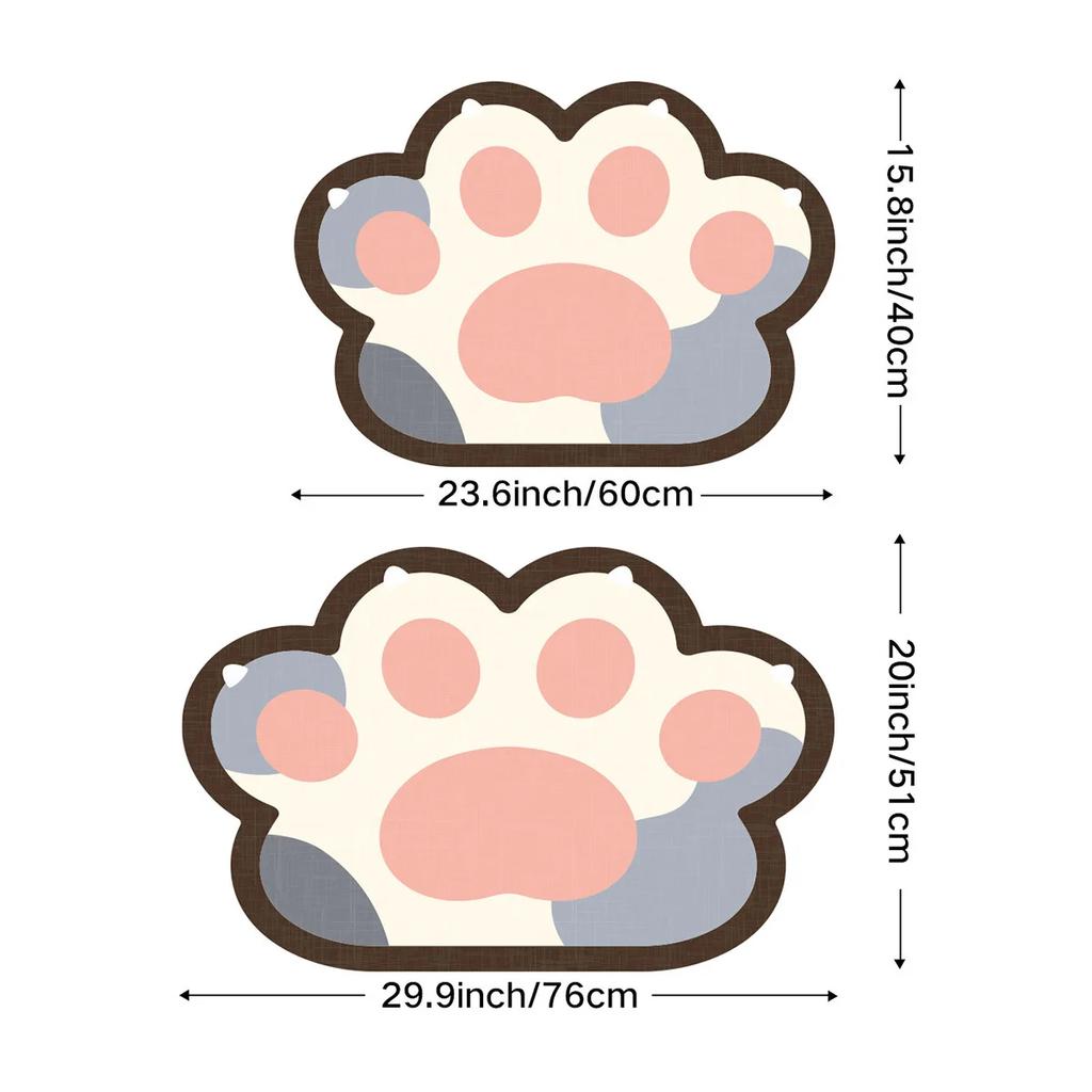 Cartoon Cat Paw Shaped Bath Mat Bathroom Absorbent Quick-drying Tech Velvet Nappa Leather Foot Mats Shower Room Doormat