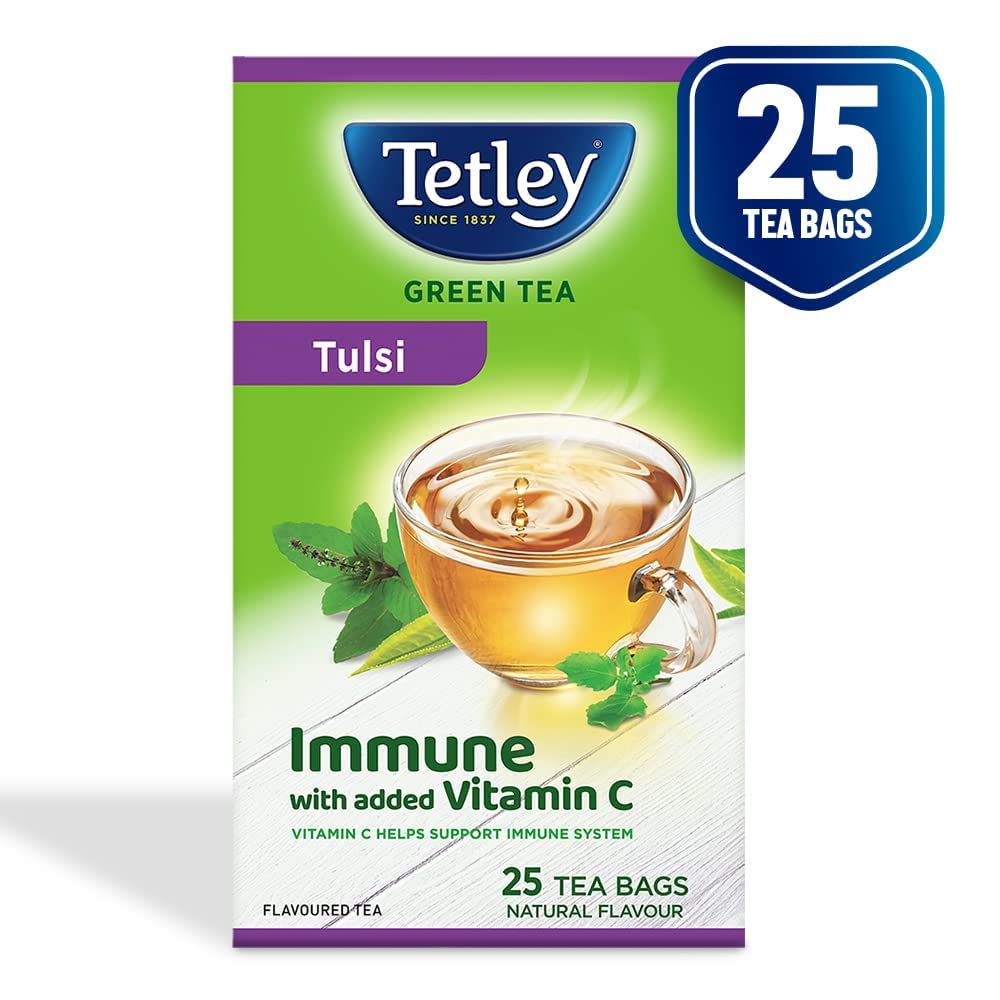 Tetley Green Tea With Tulsi Immune Support With Added Vitamin C 25 Tea Bags 30g Pack