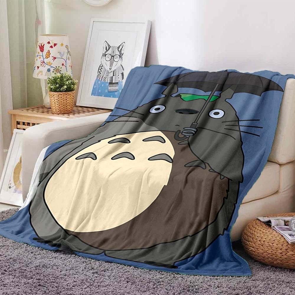 1pc Totoro Friends Flannel Blanket,Ultra Soft Warm Plush Throw for Home Bedroom Bed Sofa Cover Camping Picnic Gift Y7175