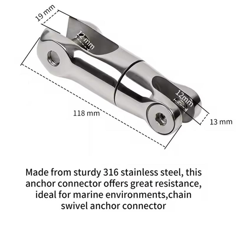 Boat Anchor Chain Swivel 10-12Mm Stainless Steel 316 Anchor Linkage 2 Section Rotating Connectors