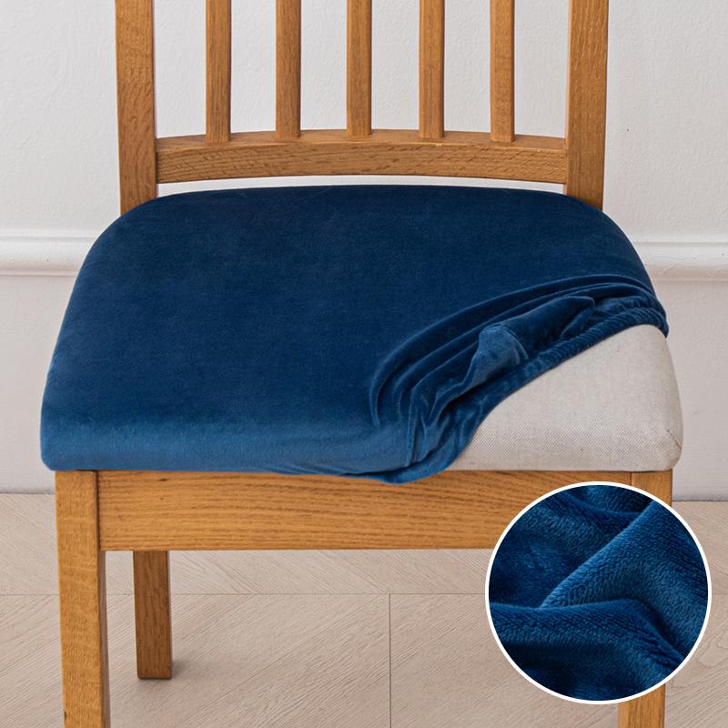 Velvet Stretch Fit Chair Seat Covers,Soft Solid Color Dining Chair Cover Removable Washable Chair Protector for Kitchen, Hotel