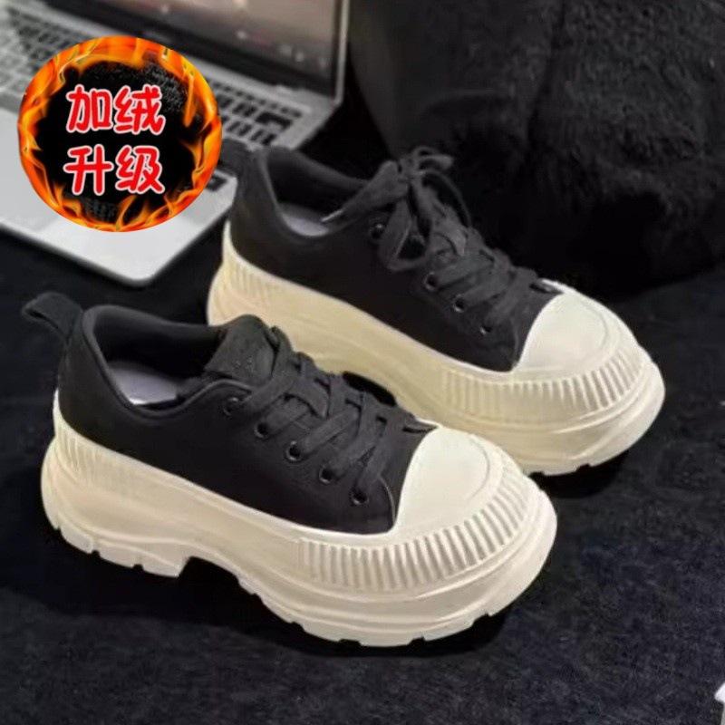 Leather McQueen shoes 2025 autumn new heightened platform lace-up versatile muffin casual breathable dad shoes women