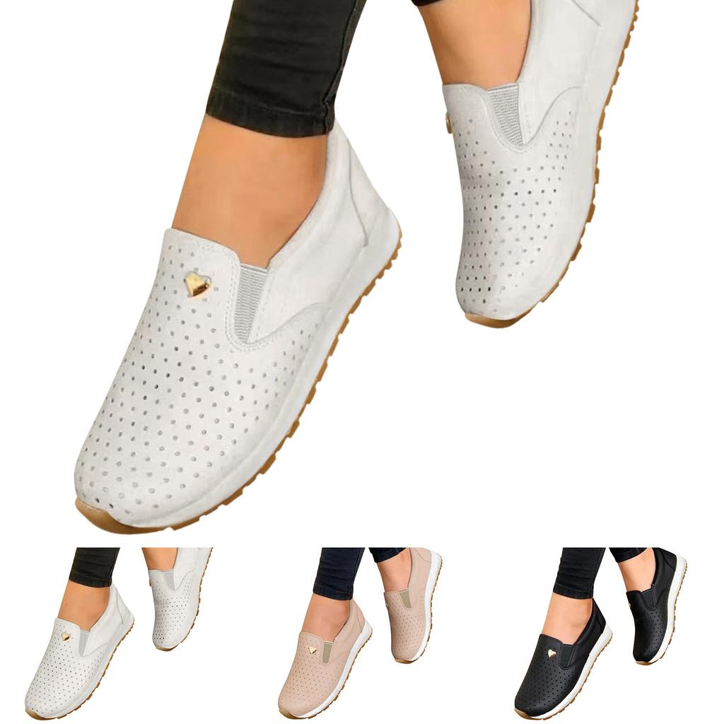 Ladies Fashion Leather Surface Hollow Breathable Flat Comfort Casual Shoes Womens Sandals Size 9