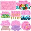 Happy Birthday Alphabet Border Silicone Chocolate Molds Letters Molds Birthday Party Cake Decorating Cupcake Topper Candy Polymer Clay Gum Paste Mould