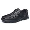Breathable Men'S Leather Sandals Cowhide Hollow Hole Shoes Casual Soft Sole Dad Sandals