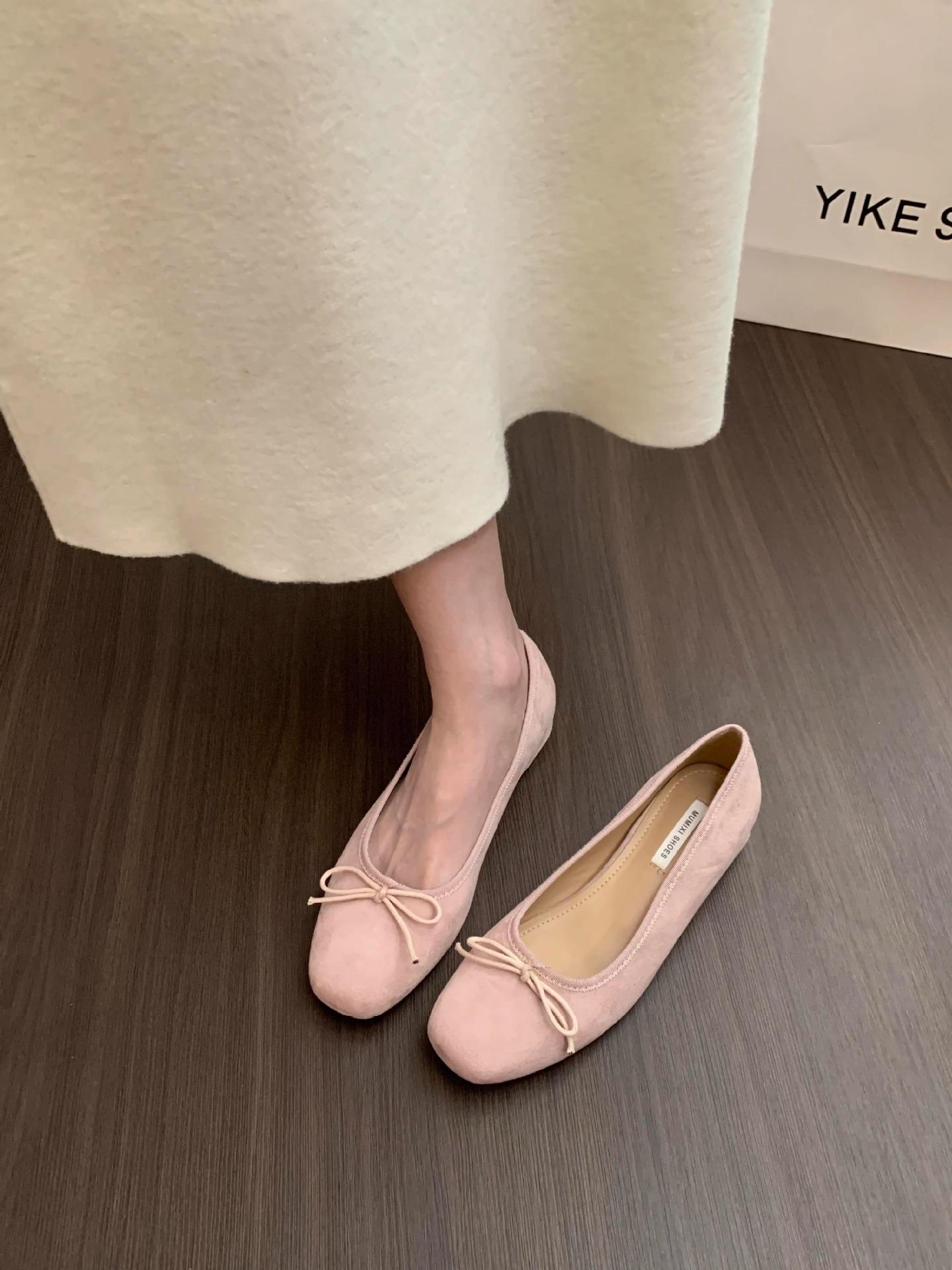 

Версия из мягкой кожи~ балетки на скрытой платформе, женская обувь, новые вечерние туфли с бантом, женские туфли Doudou 39 розовый