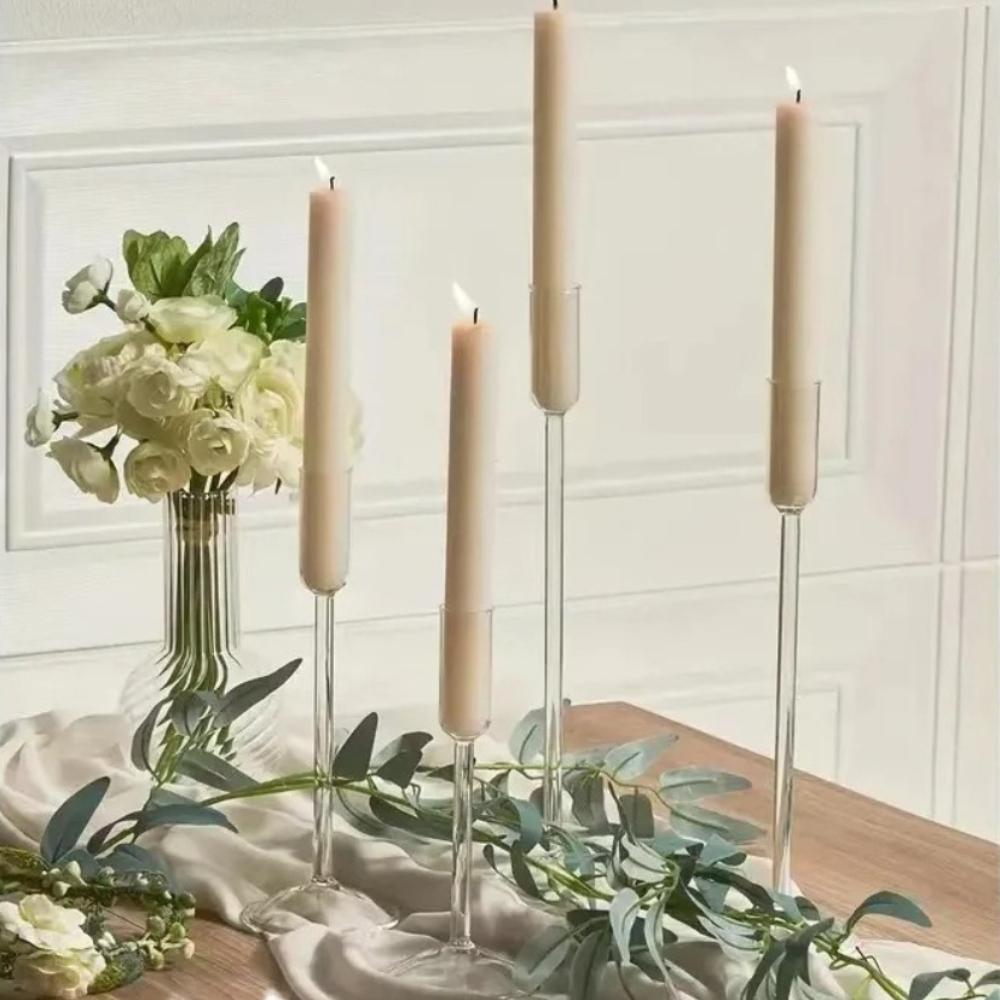 Nordic Minimalism Clear Glass Candle Holder Table Decor Party Supplies Tabletop Candle Holders Candlelight Dinner Props