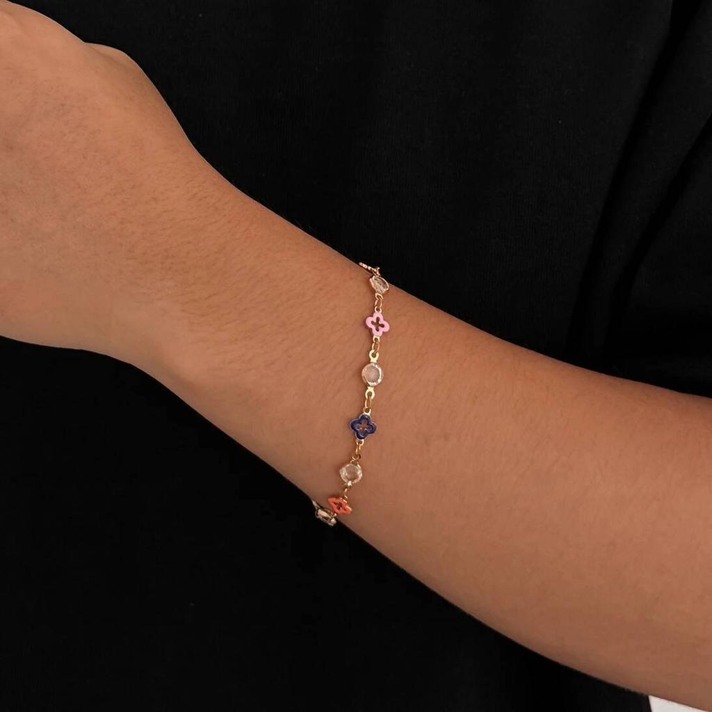 Salircon Elegent Colorful Imitation Crystal Necklace Bracelets Men Trendy Charm Oil Drop Hollow Star Clavicle Choker Y2K Jewelry