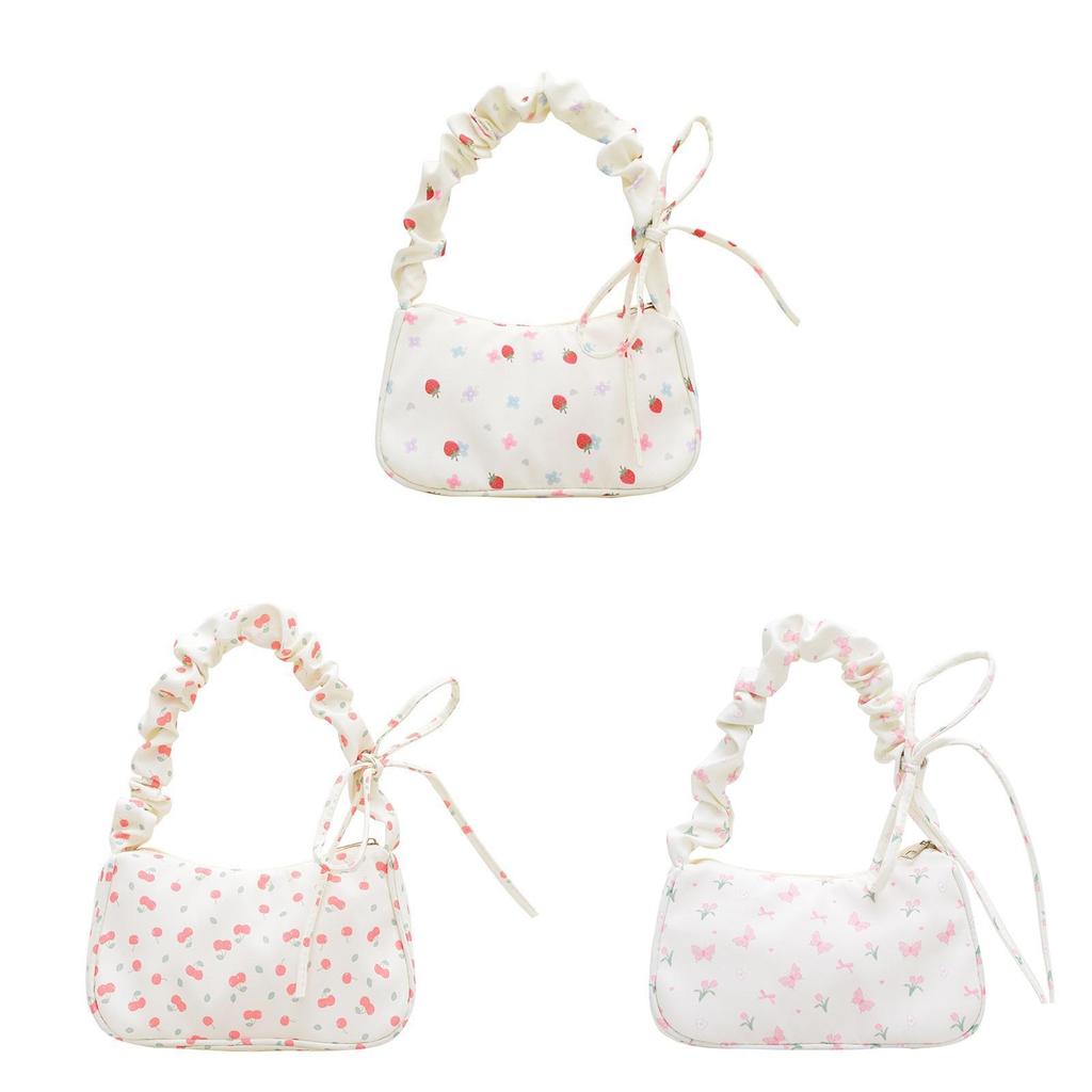Nylon Floral Canvas Bag For Women With Bow Detail Perfect For Daily Casual Use