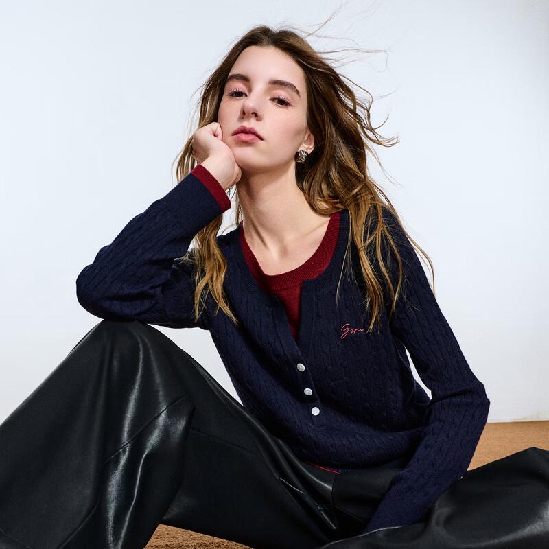 

Sancai Women s Faux Two-Piece Cable Knit Pullover XL (170/92A)