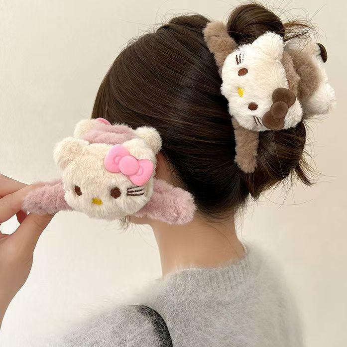Women's Plush Cartoon Shark & Bear Hair Clips - Autumn & Winter Collection