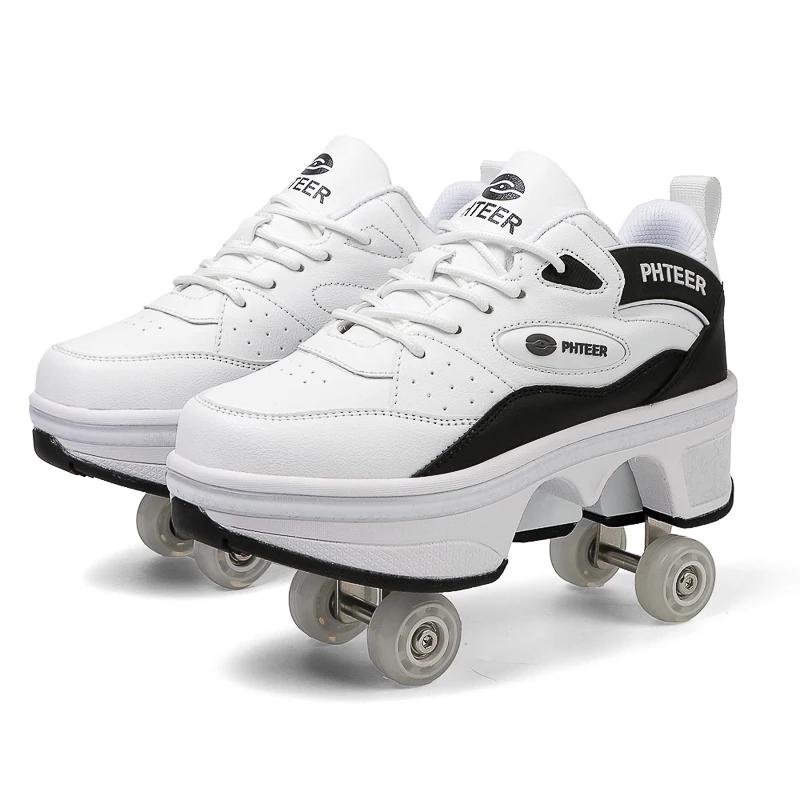 Deformation Parkour Shoes, Roller Skating Shoes, Kids Adults Unisex Roller Skates, Street Urban Fitness FSK Quad Skating Shoes
