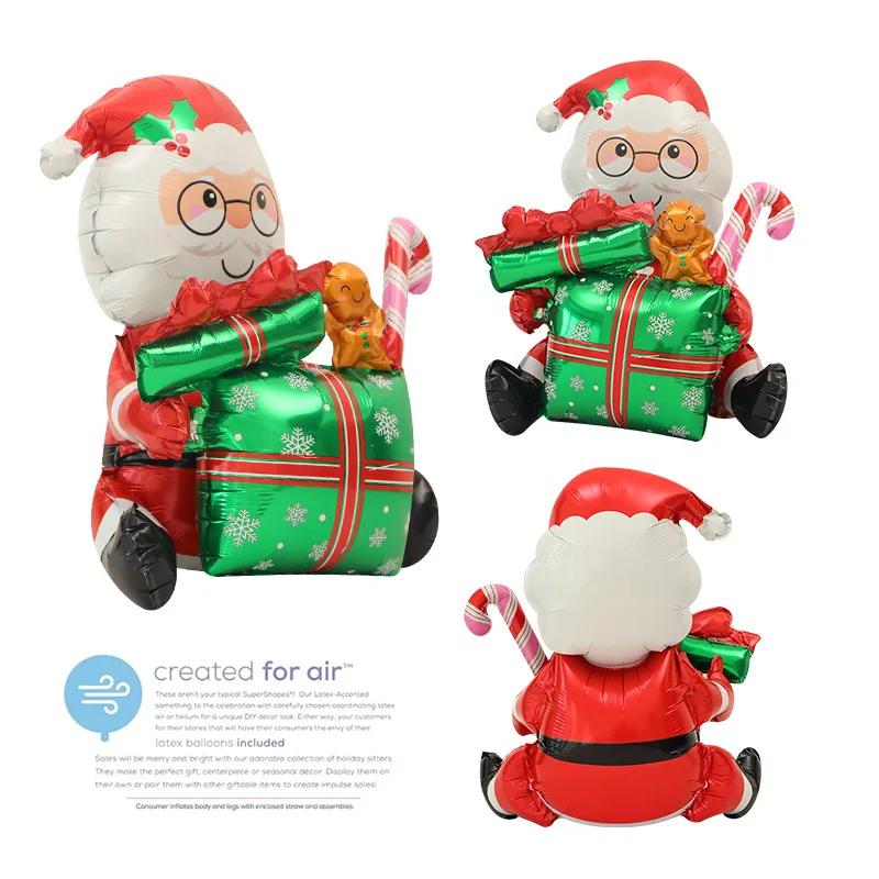 Large Christmas Snowman Foil Balloon Standing Christmas Tree Balloon Santa Claus Gift Box Balloon Christmas Party Decors