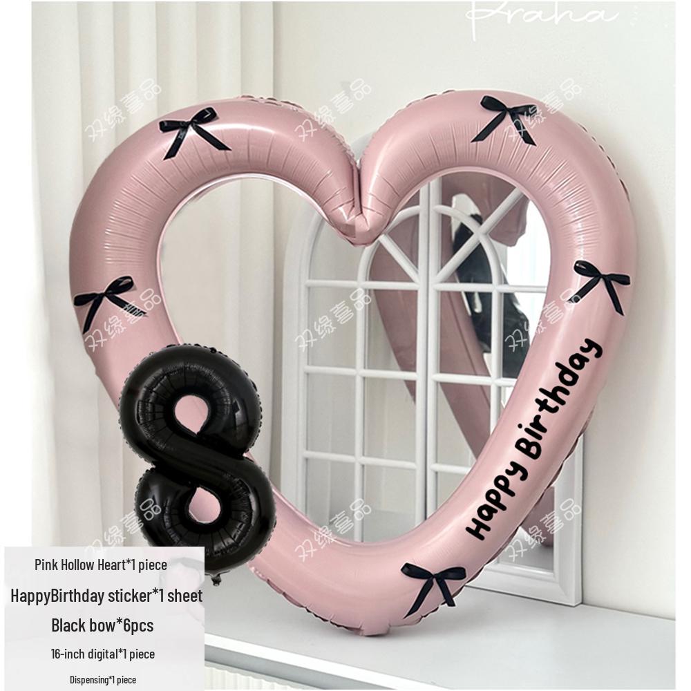 Pink Heart Cutout Balloon Photo Frame for First Birthday & Milestone Celebrations