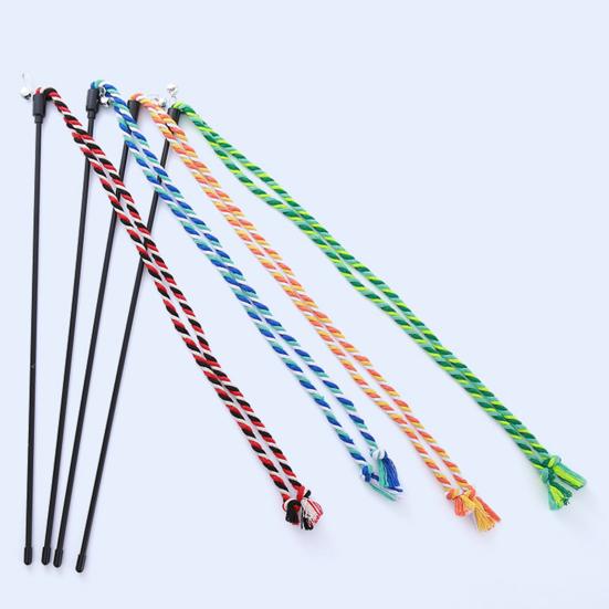 Yousheng Cat Tease Stick Toy Bite-Resistant with Bell Kitten Playing Interactive Teaser Wand Toys Handwoven Cotton Rope Pet Accessories