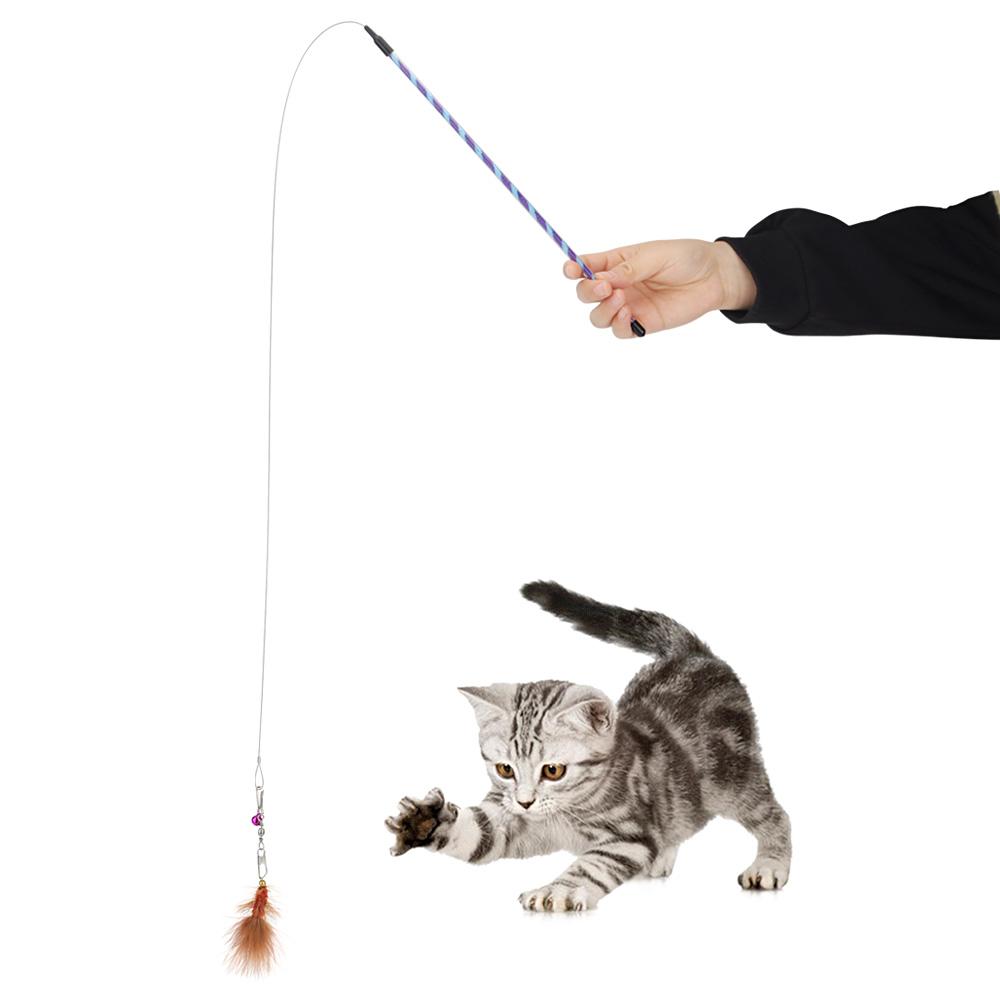 5pcs Cat Teaser Stick Cat Toy Accessories Wand Pet Toy Rod