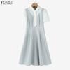 ZANZEA Women Summer Casual Loose Elegant Patchwork Short Sleeve Dress