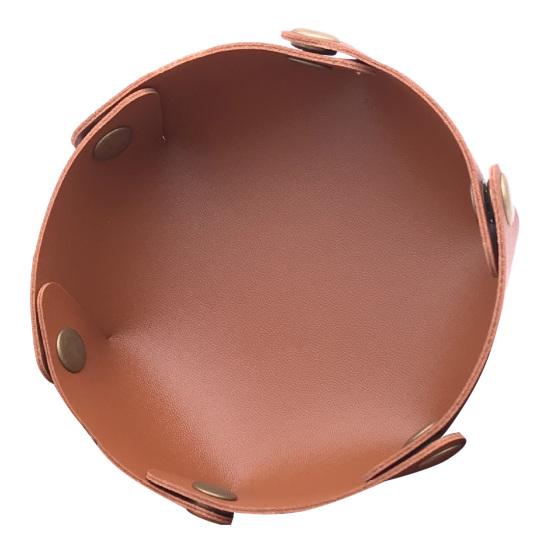 Modern Office Desk Decor PU Leather Folding Storage Tray, Waterproof Portable Jewelry Dish, Valet Tray Retro Rivet Desktop Organizer for Entryway And