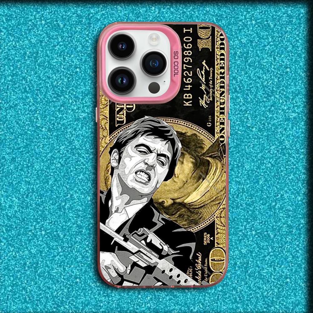 

S-Scarfaces Tony Montana Phone Case For iPhone 16,15,14,13,12,11,Mini,Pro,MAX Pink Matte Silicone Cover iPhone16