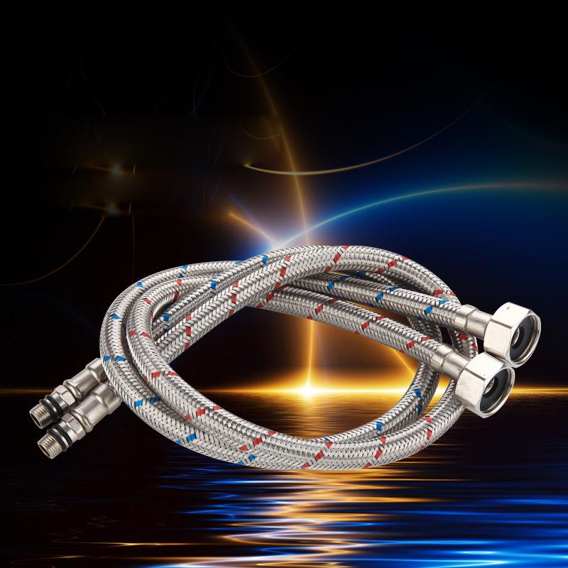 G1/2 60cm 1 Pair Stainless Steel Flexible Plumbing Pipes Cold Hot Mixer Faucet Water Supply Pipe Hoses Bathroom Part