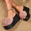 New outerwear wedge heel thick-soled muffin slippers women's large size fashion flower slippers women