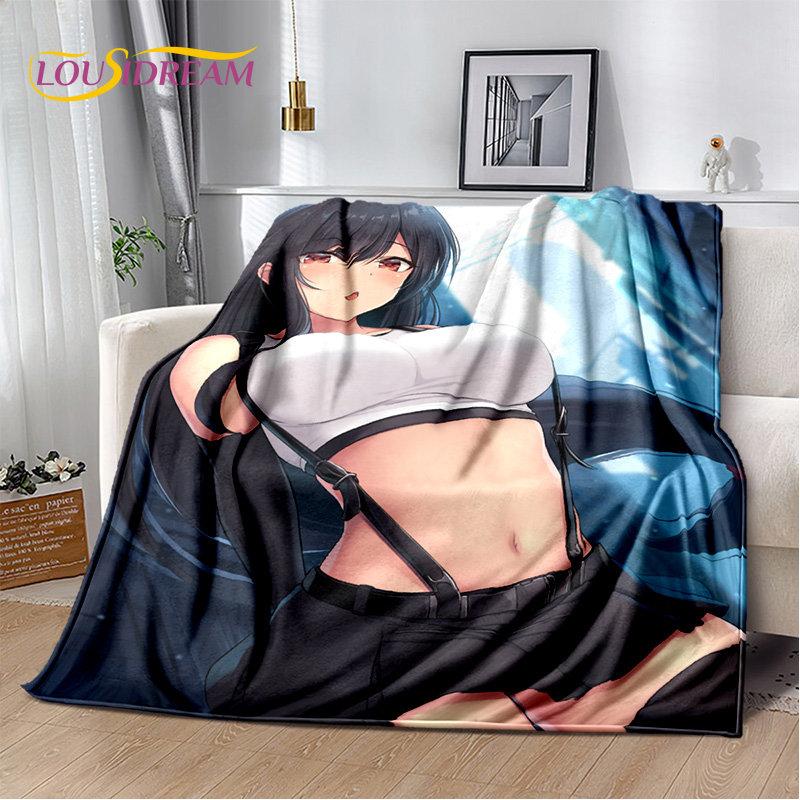 Sexy Girl Lace Tifa Aerith Anime Weiche Plüschdecke, Flanelldecke, Überwurfdecke für Wohnzimmer, Schlafzimmer, Bett, Sofa, Picknick-Abdeckung