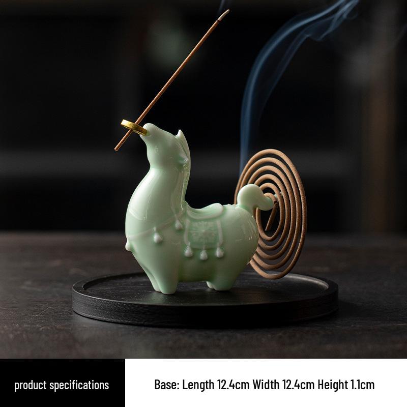 Charming Ceramic Horse Incense Holder: Cute Ornament & Tea Pet for Wealth Attraction