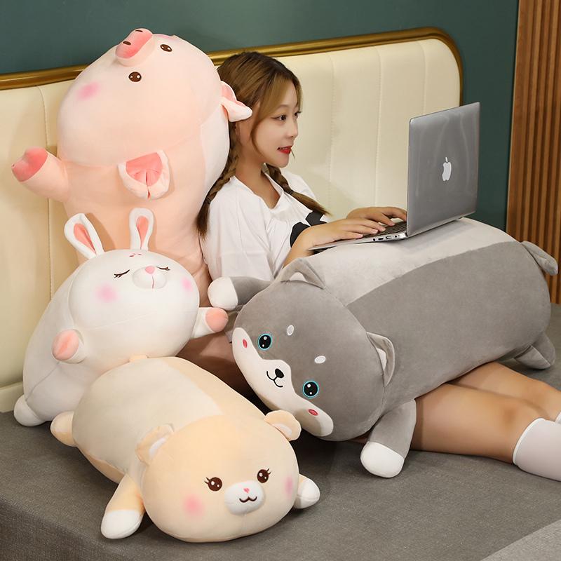 50~100Cm Squishy Cartoon Animal Plush Pillow Stuffed Pig Rabbit Bear Husky Doll Soft Plushie Sleeping Pillow Gift