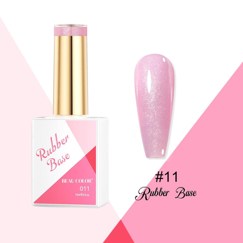 BEAU COLOR 15ml High Toughness 12colors Rubber Base Gel Nail Polish Nude Pink Effect Color Nail Art UV/LED Semi Permanent Gel Polish